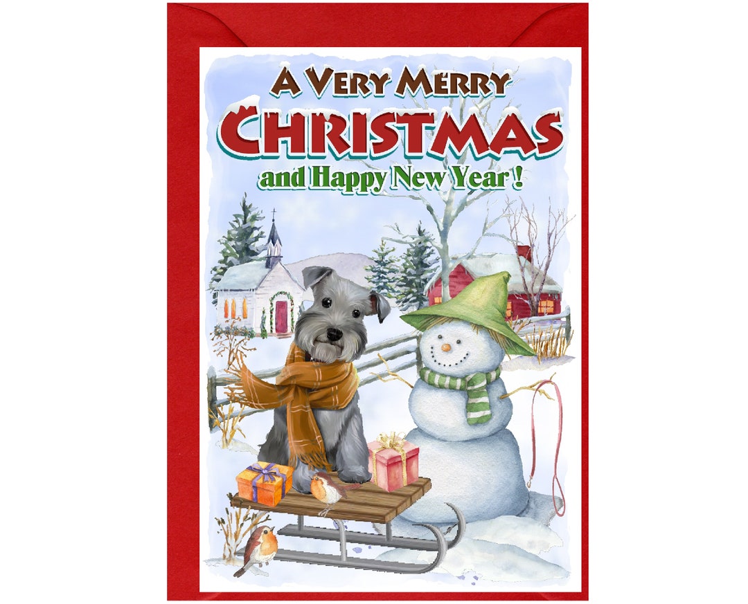 Miniature Schnauzer Dog Christmas Card 6 X 4 Blank Inside With Envelope ...