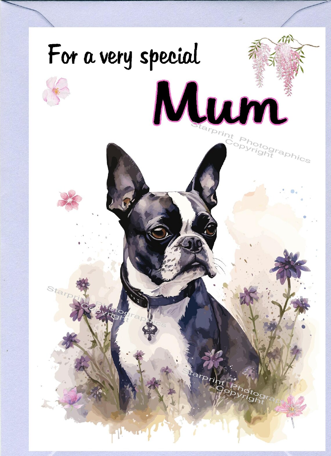 Boston Terrier Dog Blank Card /notelet for MUM (6" X 4") With Envelope ...
