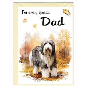 Bearded Collie Hund Blanko Karte (15x10cm) mit Umschlag - Ideal für Vatertag, Geburtstag, etc.