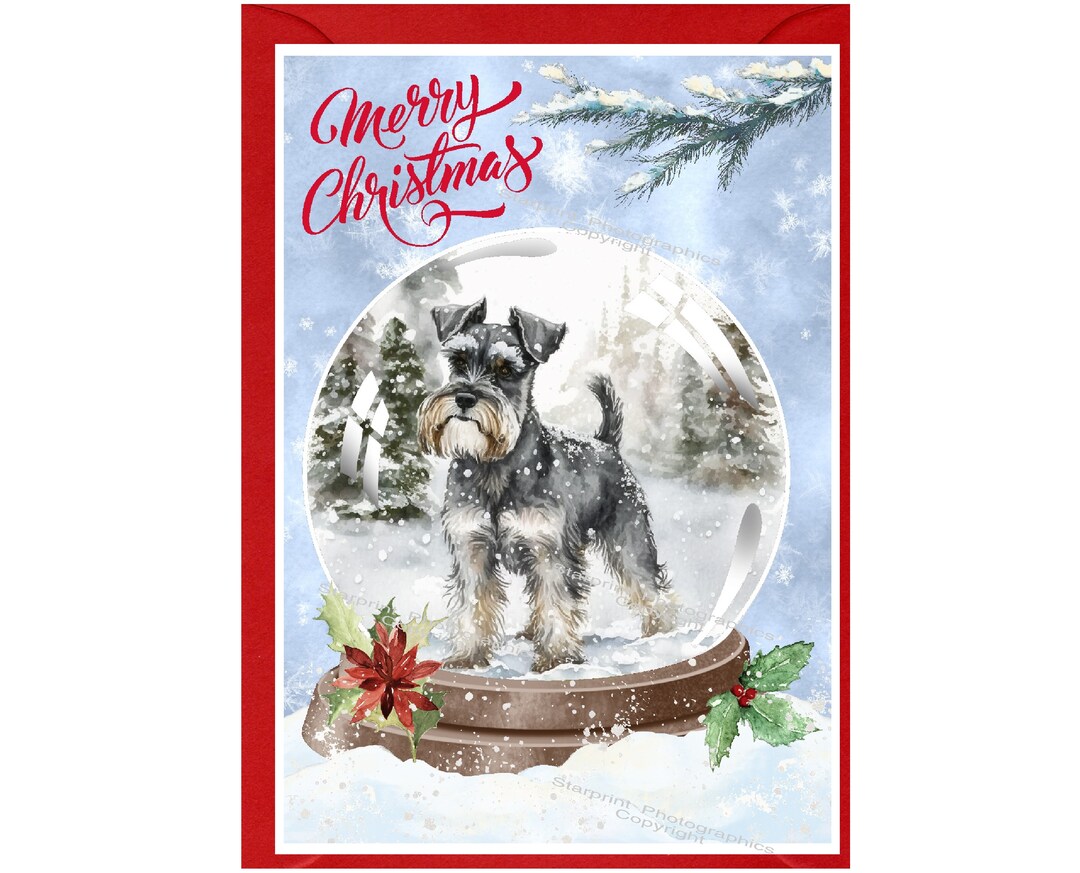Miniature Schnauzer Dog Christmas Card 6 X 4 Blank Inside With Envelope ...