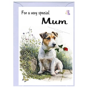 Jack Russel Terrier Blanko-Karte / Notelet für Mama (6 "x 4") mit Umschlag - Ideal für Muttertag, Geburtstag, etc.