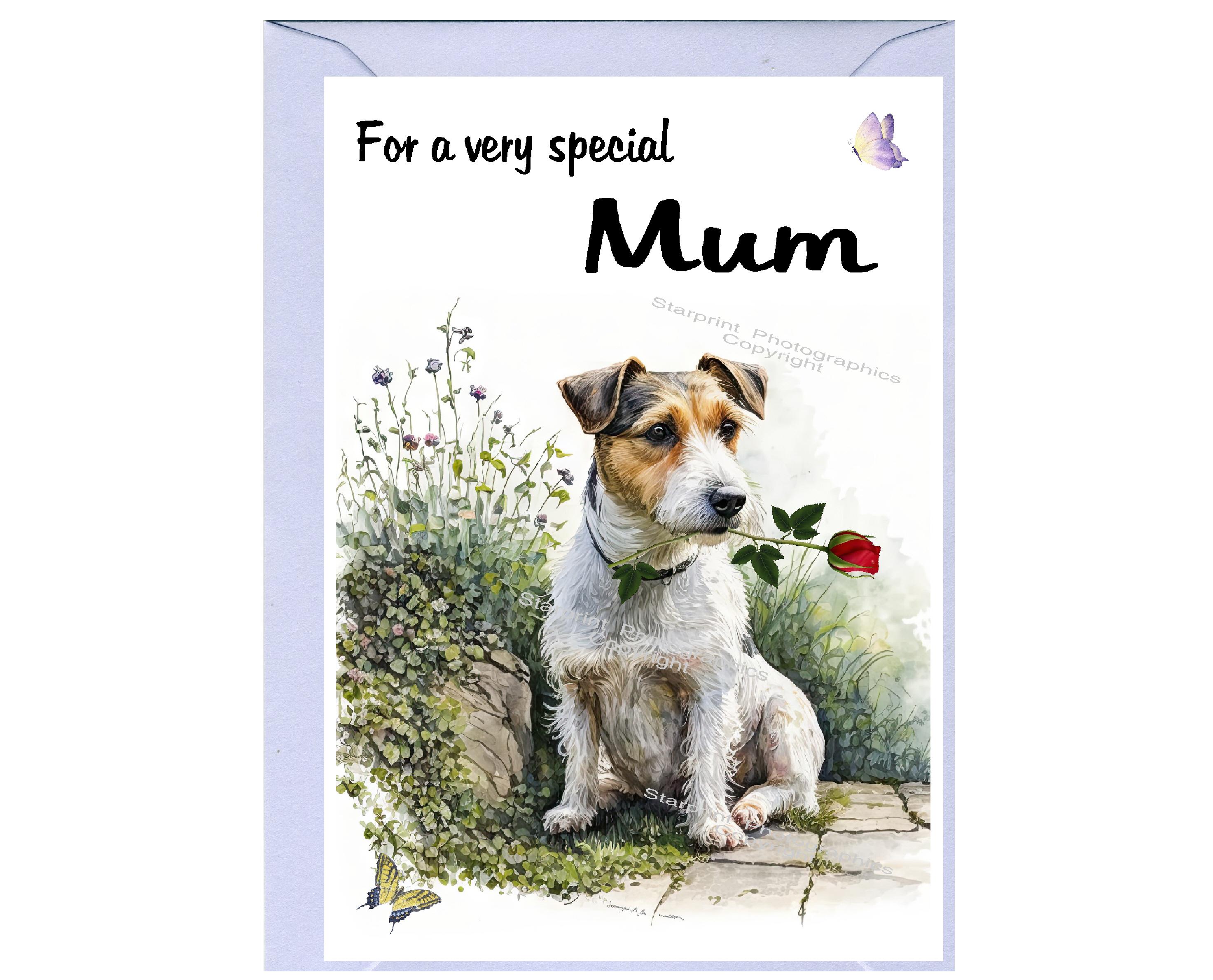 Jack Russell Terrier Dog Blank Card /notelet for MUM (6