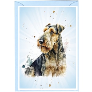 Gepersonaliseerde Airedale Terrier-hondenwenskaart (6 x 4 inch) met envelop - ideaal voor elke gelegenheid. Kan desgewenst leeg worden gelaten