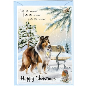 Biglietto di Natale con cane Rough Collie (6" x 4") Interno vuoto - con busta. Articolo perfetto per qualsiasi amante dei cani