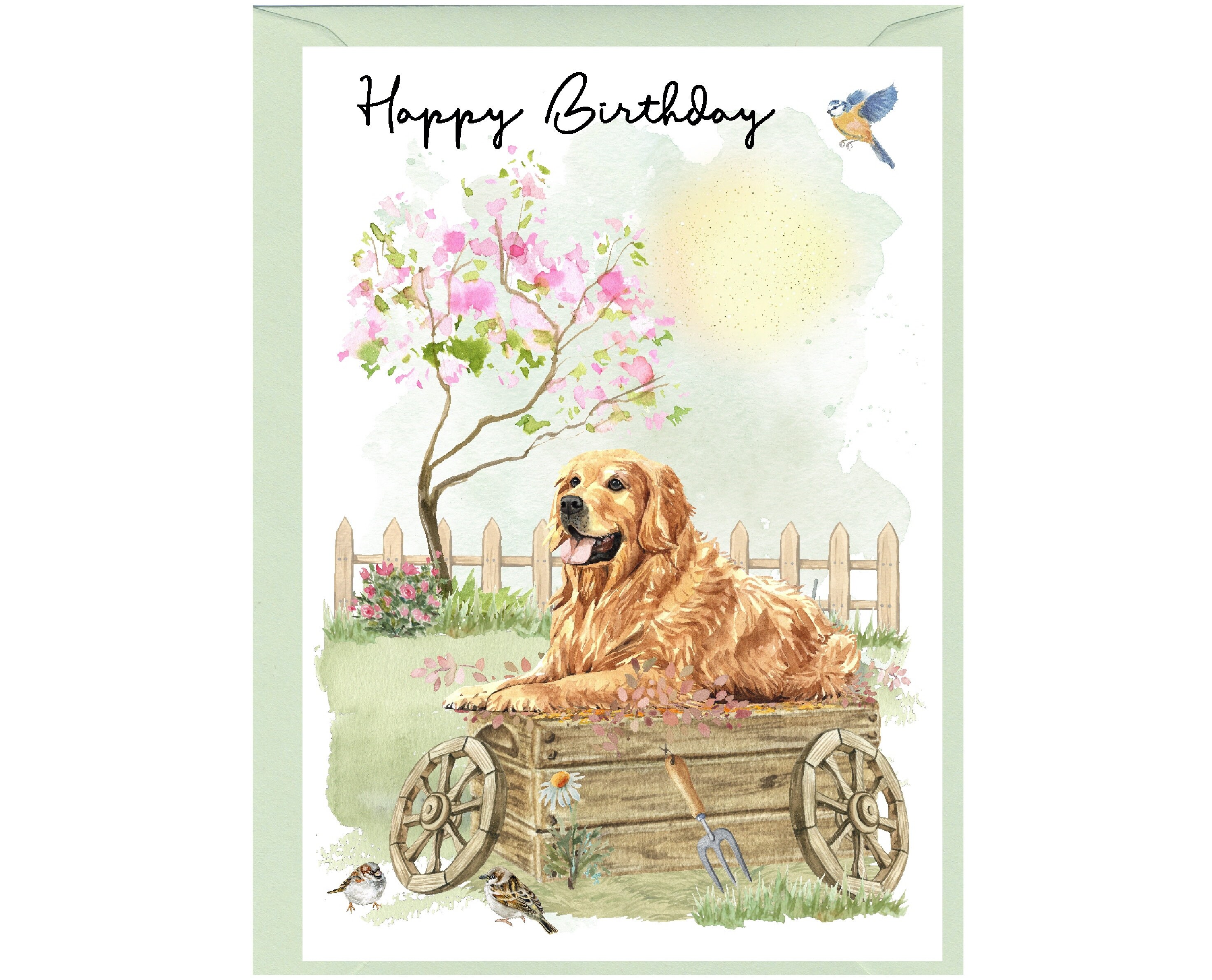 Golden Retriever Greeting Card With Envelope
