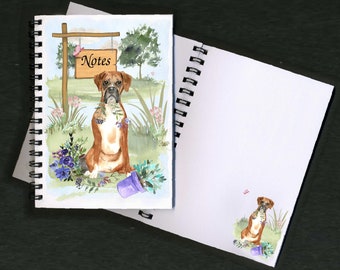 Boxer Dog Notebook / Notepad "Landscape Gardener Design" with picture on each page - Great Gift for any Dog Lover
