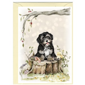 Gepersonaliseerde wenskaart Havanezer hond (6 x 4 inch) met envelop.  Kan desgewenst leeg worden gelaten