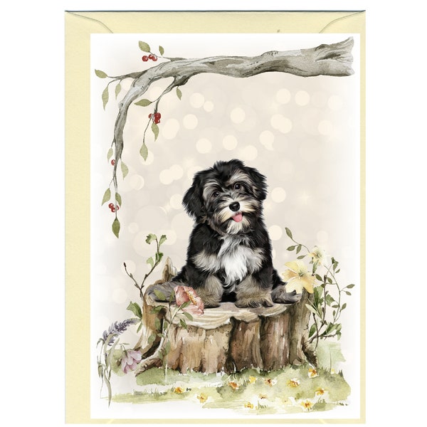 Personalisierte Havanese Hunde Grußkarte /Notizbuch (15 x 10 cm) mit Umschlag.  Kann bei Wunsch leer gelassen werden