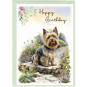 "Yorkshire Terrier Hund ""Happy Birthday"" Karte (6 "x 4"") mit Umschlag - Leer für Ihre eigene Nachricht." Perfekt für jeden Hundefreund.