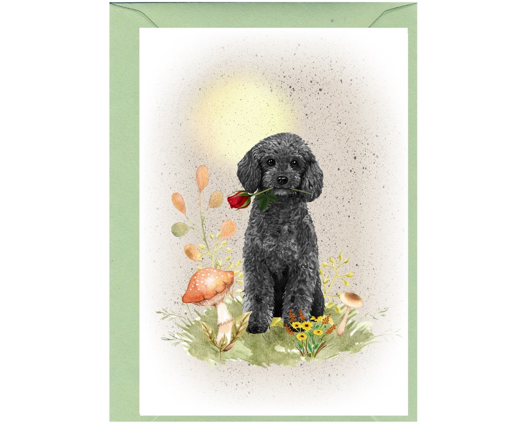 Poodle (black) Dog Blank Card /notelet (6" X 4") With Envelope - Ideal ...