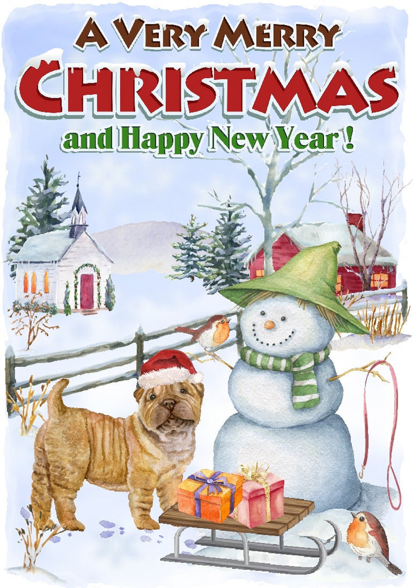 Shar pei christmas cards