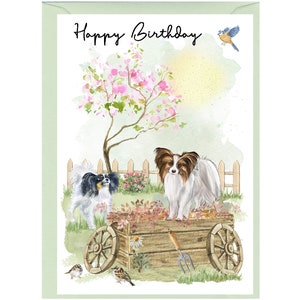 Papillon (Butterfly) Dog "Happy Birthday" Card (6"x 4") with Envelope. Blank inside for your own message. Perfect for any dog lover