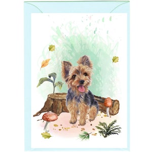 Tarjeta de felicitación personalizada para perros Yorkshire Terrier / Yorkie /Notelet (6" x 4") con sobre. La tarjeta se puede dejar en blanco si se prefiere.