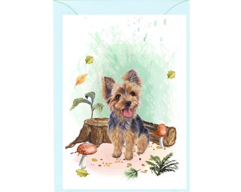 Geburtstagskarte Mit Yorkshire Terrier Im Anzug – Premium-Karte (12,7x17,8 Cm) Blanko – Für Viele Anlässe, Inkl. Umschlag