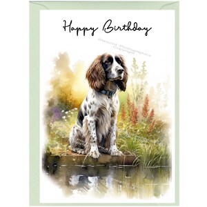 English Springer Spaniel Dog &quot;Happy Birthday&quot; Card (6&quot;x 4&quot;) with Envelope. Blank inside for your own message. Perfect for any dog lover