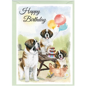 Bernhardiner Hund ""Happy Birthday"" - Karte 15 x 10 cm mit Umschlag." Leer innen für Ihre eigene Nachricht. Perfekt für jeden Hundefreund