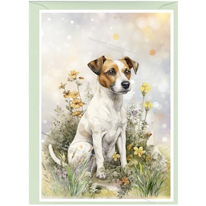 Carte de voeux/notelet personnalisés pour chien Jack Russell Terrier (6 x 4 po.) + enveloppe. Libellé au choix. La carte peut être laissée vierge si vous préférez