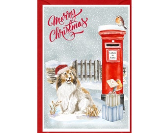 Shetland Sheepdog / Sheltie Dog Christmas Card (6" x 4") Blank inside - with Envelope.  Perfect item for any Dog Lover