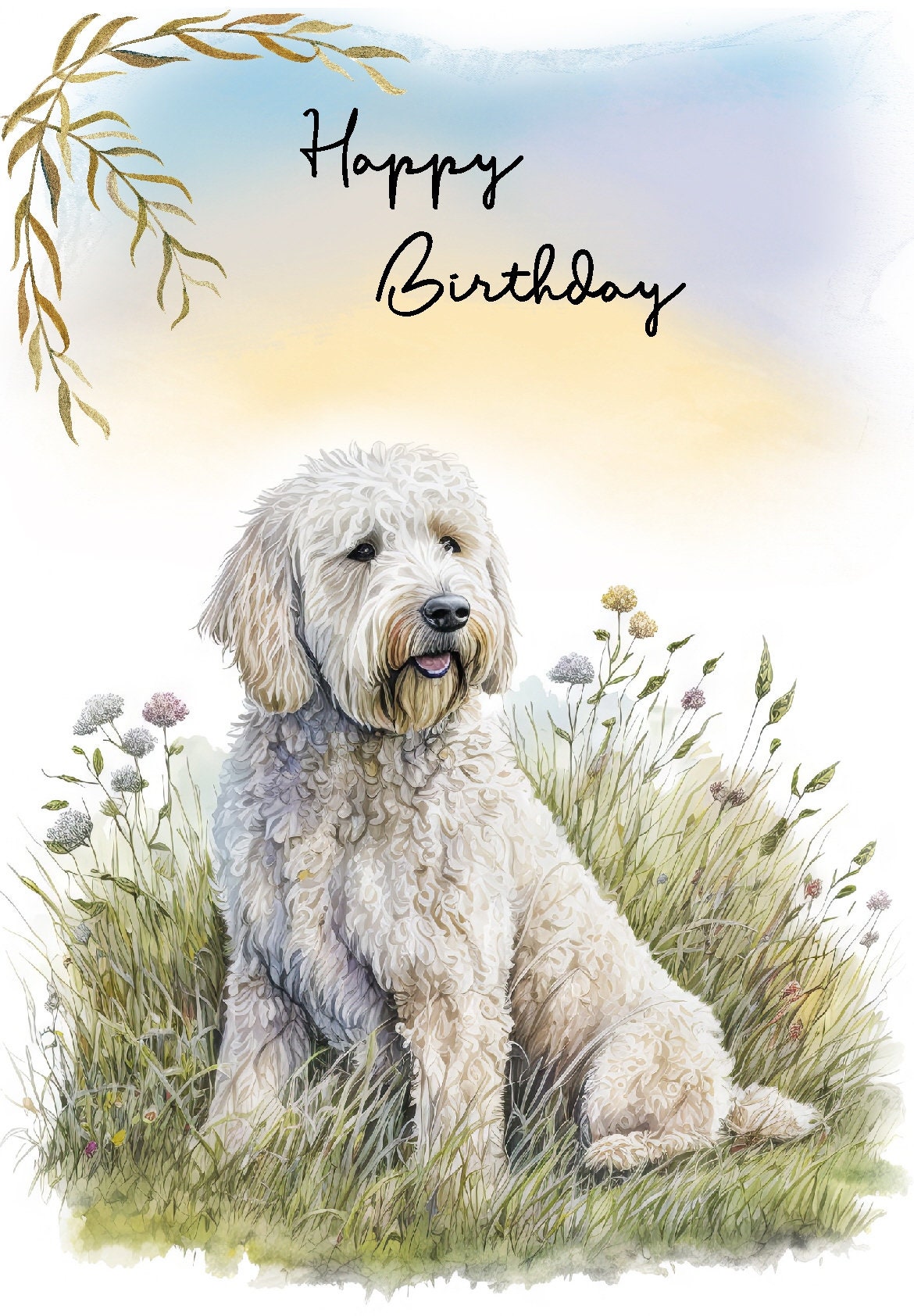 Grußkarte Mit Labradoodle-Motiv – 144x148 Mm, Blanko Innen, Inkl. Umschlag