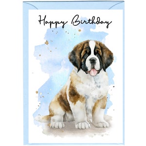 Bernhardiner Hund ""Happy Birthday"" - Karte 15 x 10 cm mit Umschlag." Leer innen für Ihre eigene Nachricht. Perfekt für jeden Hundefreund