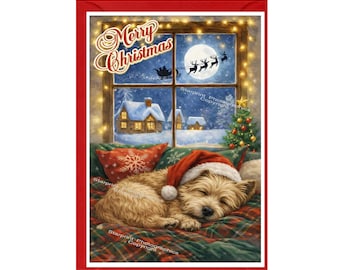 Biglietto di auguri natalizio con cane Cairn Terrier (15 x 10 cm), interno vuoto - con busta. Un regalo perfetto per ogni amante dei cani.