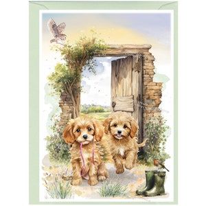Gepersonaliseerde Cavapoo / Doodle / Cockapoo Dog blanco kaart /Notelet (6 "x 4") met envelop.  Kaart kan indien gewenst blanco worden gelaten