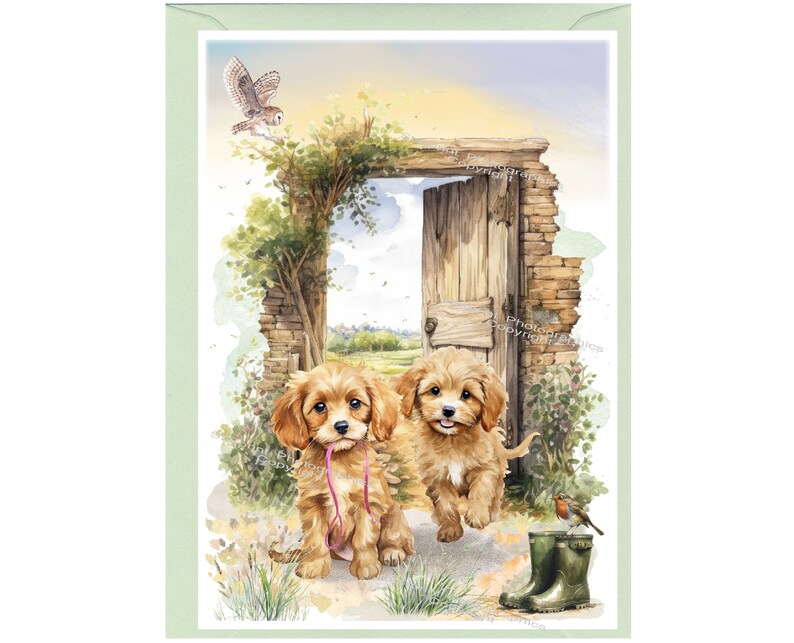 Personalised Cavapoo / Doodle / Cockapoo Dog Blank Card /notelet (6" X ...