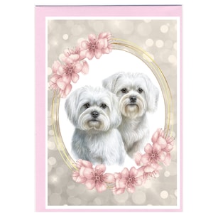 Personalisierte Maltesische Hunde Blankokarte / Notelet (6 "x 4") mit Umschlag. Karte kann auch unbedruckt bleiben