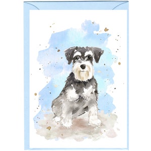 Gepersonaliseerde Dwergschnauzer-wenskaart /Notelet (6" x 4") met envelop.  Kaart kan indien gewenst blanco worden gelaten