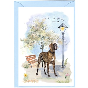 Gepersonaliseerde Great dane-hondenwenskaart (6" x 4") met envelop.  Kaart kan indien gewenst blanco worden gelaten