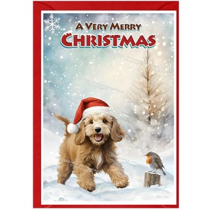 Cockapoo / Doodle-Hund Weihnachtskarte 15 x 10 cm Innen leer - mit Umschlag.  Perfekter Artikel für jeden Hundeliebhaber