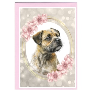 Gepersonaliseerde Border Terrier-hondenwenskaart (6" x 4") met envelop - ideaal voor elke gelegenheid.  Kan desgewenst leeg worden gelaten