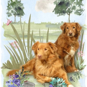 Nova Scotia Duck Tolling Retriever Blank Card /Notelet (6" x 4") with Envelope - Landscape Gardener Design.  Perfect item for any Dog Lover
