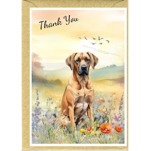 Rhodesian Ridgeback Dog &quot;Thank You&quot; Card (6&quot; x 4&quot;) with Envelope - Blank inside for your own message.