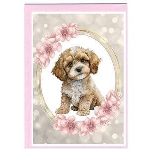 Gepersonaliseerde cavapoo/doodle hond blanco kaart/notitie (6 x 4 inch) met envelop.  Kaart kan indien gewenst blanco worden gelaten