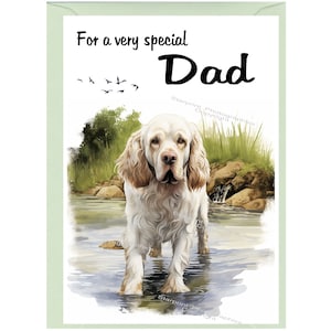 Clumber Spaniel Blanko Karte für DAD (6 "x 4") mit Umschlag - Ideal für Vatertag, Geburtstag, etc.