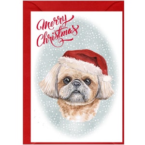 Tarjeta de Navidad para perros Shih Tzu (6" x 4") Interior en blanco - con sobre. Artículo perfecto para cualquier amante de los perros.