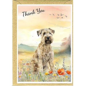 Soft Coated Wheaten Terrier Dog &quot;Thank You&quot; Card (6&quot; x 4&quot;) with Envelope - Blank inside for your own message.