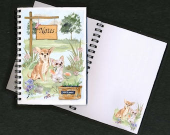 Chihuahua Dog Notebook / Notepad "Landscape Gardener Design" with picture on each page - Great Gift for any Dog Lover
