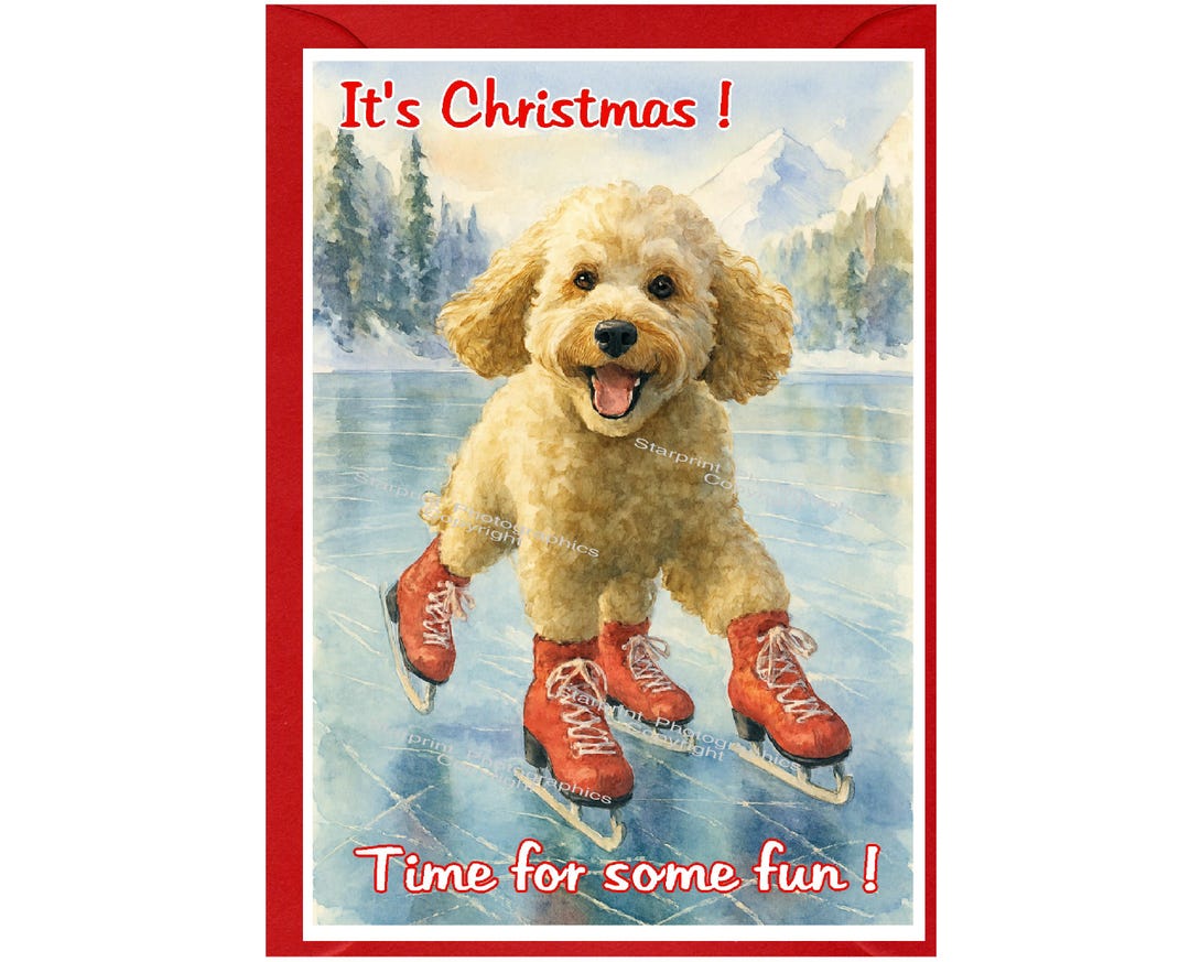 Cockapoo / Doodle Dog Christmas Card (6" X 4") Blank Inside - With ...