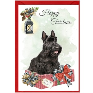 Tarjeta de Navidad Scottish Terrier / Scottie Dog (6" x 4") Interior en blanco - con sobre. Artículo perfecto para cualquier amante de los perros.