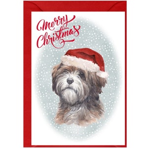 Tibet-Terrier-Hunde-Weihnachtskarte 15 x 10 cm Innen leer - mit Umschlag. Perfekter Artikel für jeden Hundeliebhaber