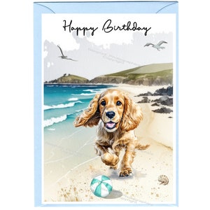 Cocker Spaniel Dog "Happy Birthday" Card (6" x 4") con busta - Interno vuoto per il tuo messaggio. Perfetto per qualsiasi amante dei cani.