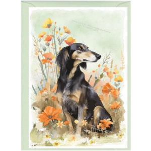 Tarjeta de felicitación personalizada para perros Saluki /Notelet (6" x 4") con sobre. Se puede dejar en blanco si se prefiere