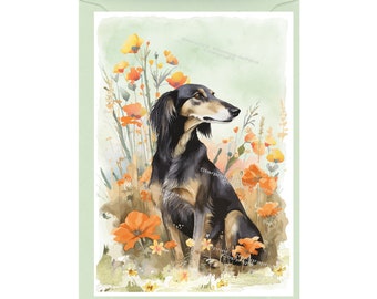 Personalised Saluki Dog Greetings Card /Notelet (6" x 4") with Envelope.  Can be left blank if preferred