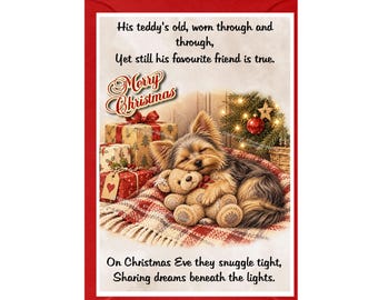 Yorkshire Terrier / Yorkie Dog Christmas Card (6" x 4") Blank inside - with Envelope.