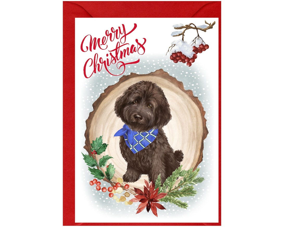Cockapoo / Doodle Dog Christmas Card (6" X 4") Blank Inside - With ...
