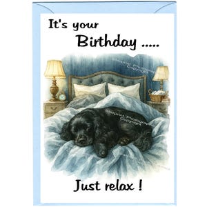 Cocker Spaniel Black Dog &quot;Birthday&quot; Card (6&quot;x 4&quot;) with Envelope. Blank inside for your own message. Perfect for any dog lover