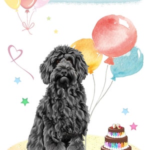 Labradoodle / Doodle Dog Happy Birthday Card 6 x 4 with Envelope Blank inside for your own message. Perfect for any dog lover image 2