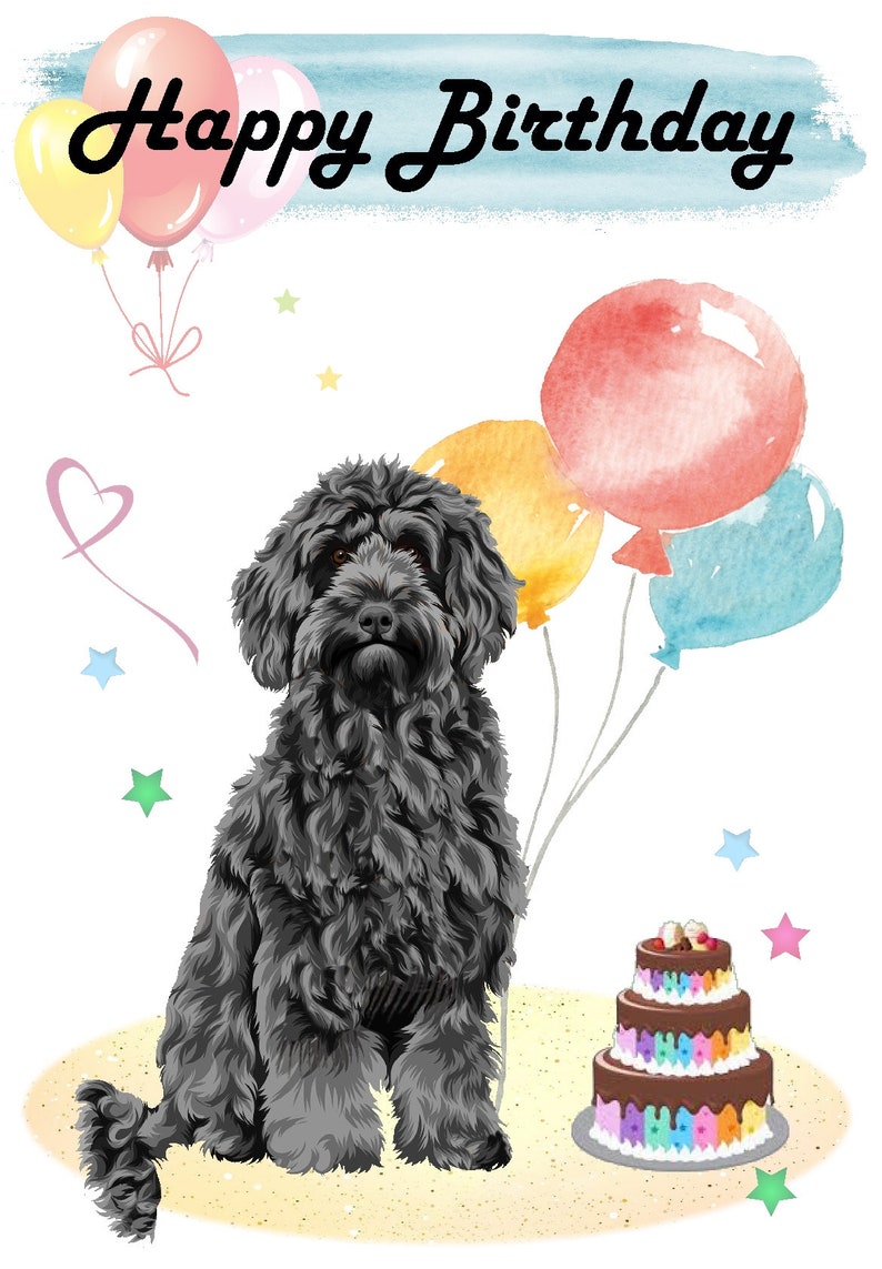 Labradoodle / Doodle Dog Happy Birthday Card 6 x 4 with Envelope Blank inside for your own message. Perfect for any dog lover image 2